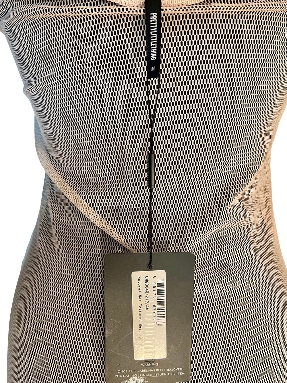 PrettyLittleThing Tan Cream Sheer Mesh Slip Dress - Picture 3 of 5
